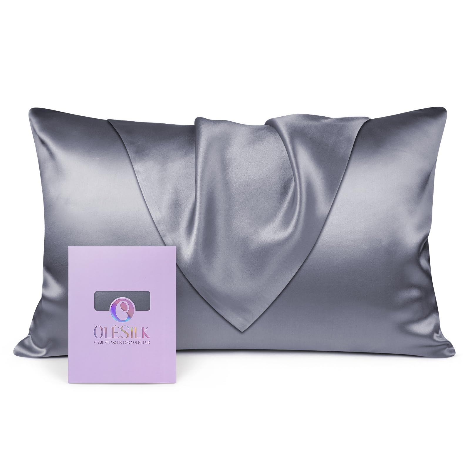 OLESILK Seide Kissenbezug Kissenhülle Haar- und Hautpflege mit Verstcktem Reißverschluss 19 Momme 1 Stück Eisengrau 50x70cm 50×70cm Eisengrau Angebot bei HelloDeals