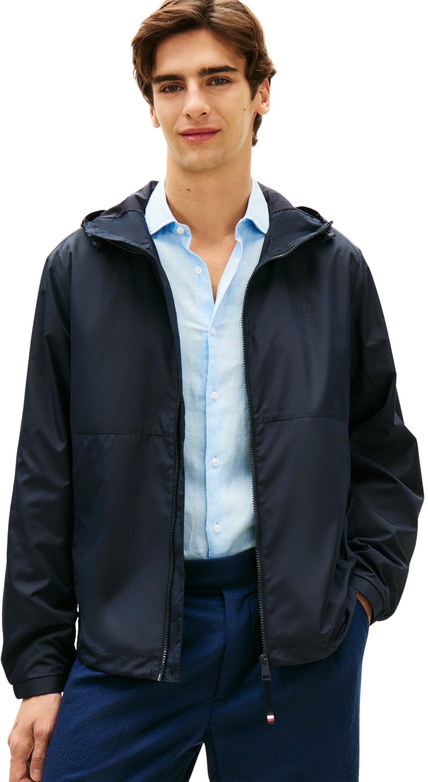 Tommy Hilfiger Herren Windbreaker Jacke Branded Hooded Sportlich XS BLUE (Desert Sky) Angebot bei HelloDeals