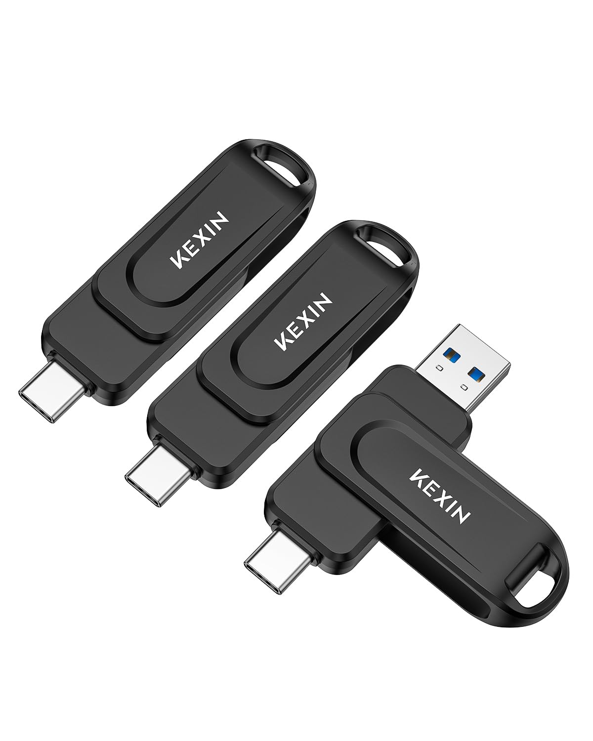 KEXIN USB C Stick 128GB 3 Stück USB 3.0 OTG, bis zu 110 MB/s, Dual-USB Type-C & USB-A Anschlüsse, Speicherstick für Handy, iPhone 15/16/17, Tablet, Auto, PC 128GB 3er-Pack Angebot bei HelloDeals