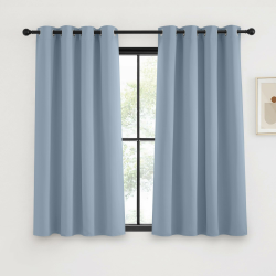 KGORGE Ösen Gardinen Blickdicht Kurz für Kinderzimmer 2er 135 x 140 cm(HxB) Thermovorhang Hitzeschutz Schlafzimmer Verdunkelungsvorhänge Blackout Vorhang Wohnzimmer, Spa-Blau H135 x B140 cm (2er Pack) Spa-blau Angebot bei HelloDeals