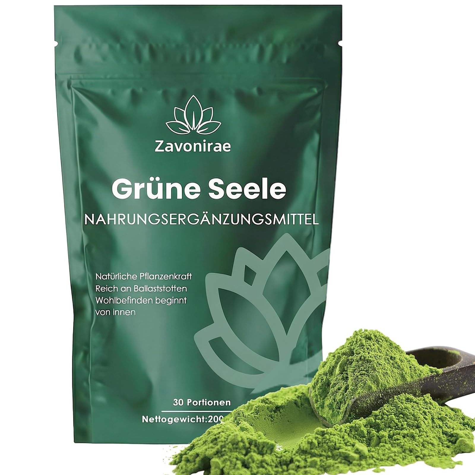 Grüne Entgiftungspulver, Superfood Pulver Helfer, 200g Greens Pulver, Pflanzenpulver mit Matcha, Gerstengras, Heidelbeeren, Rich in Macronutrients, Micronutrients & Fiber Grüne Äpfel Angebot bei HelloDeals