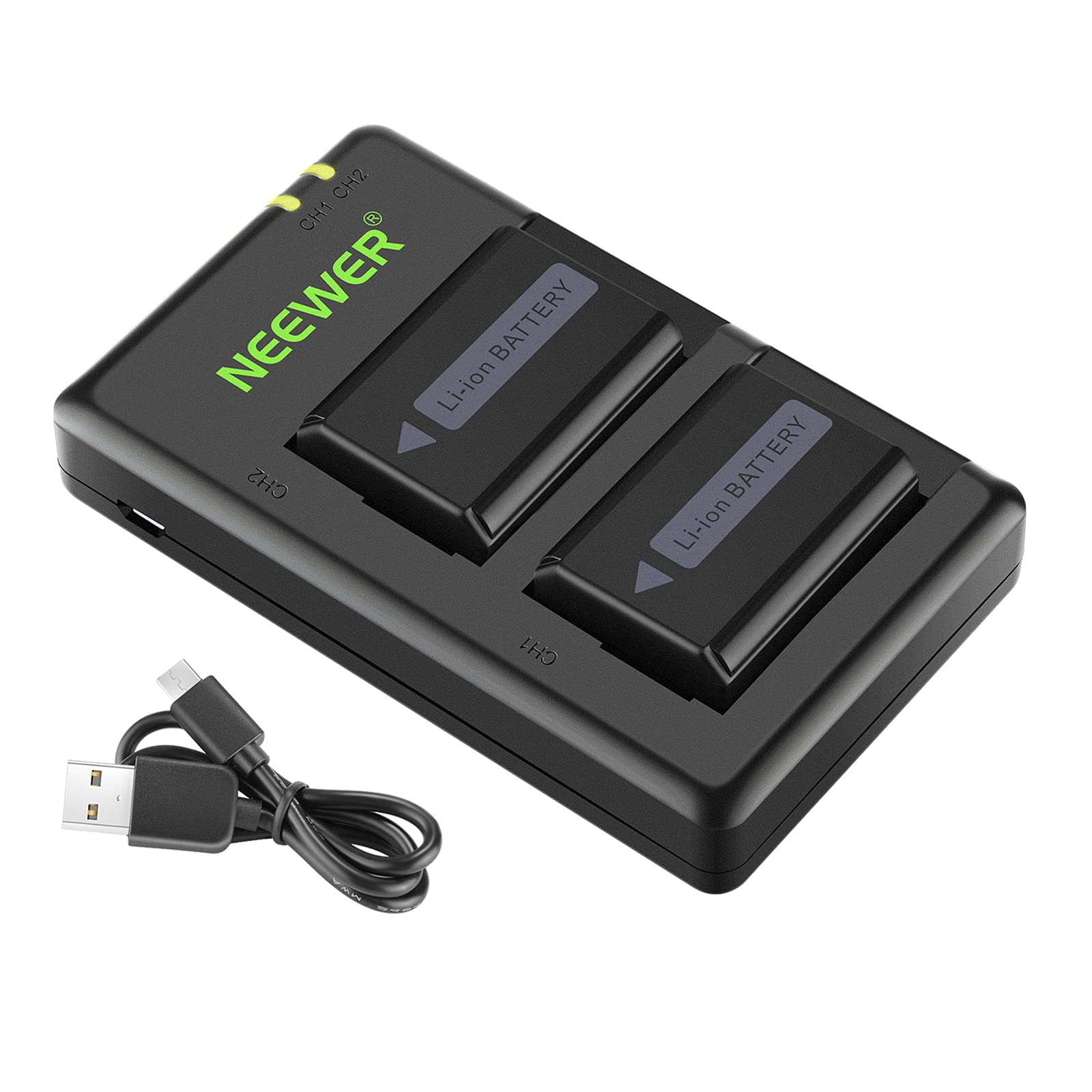 Neewer NP-FW50 Camera Battery Charger Set Compatible with Sony ZV-E10, A7, A7R, A7RII, A7II, A7SII, A7S, a3000, a5000, a6000, a6300, a6400, a6500, RX10 Series(2-Pack, Micro USB Port, 1100mAh) Angebot bei HelloDeals