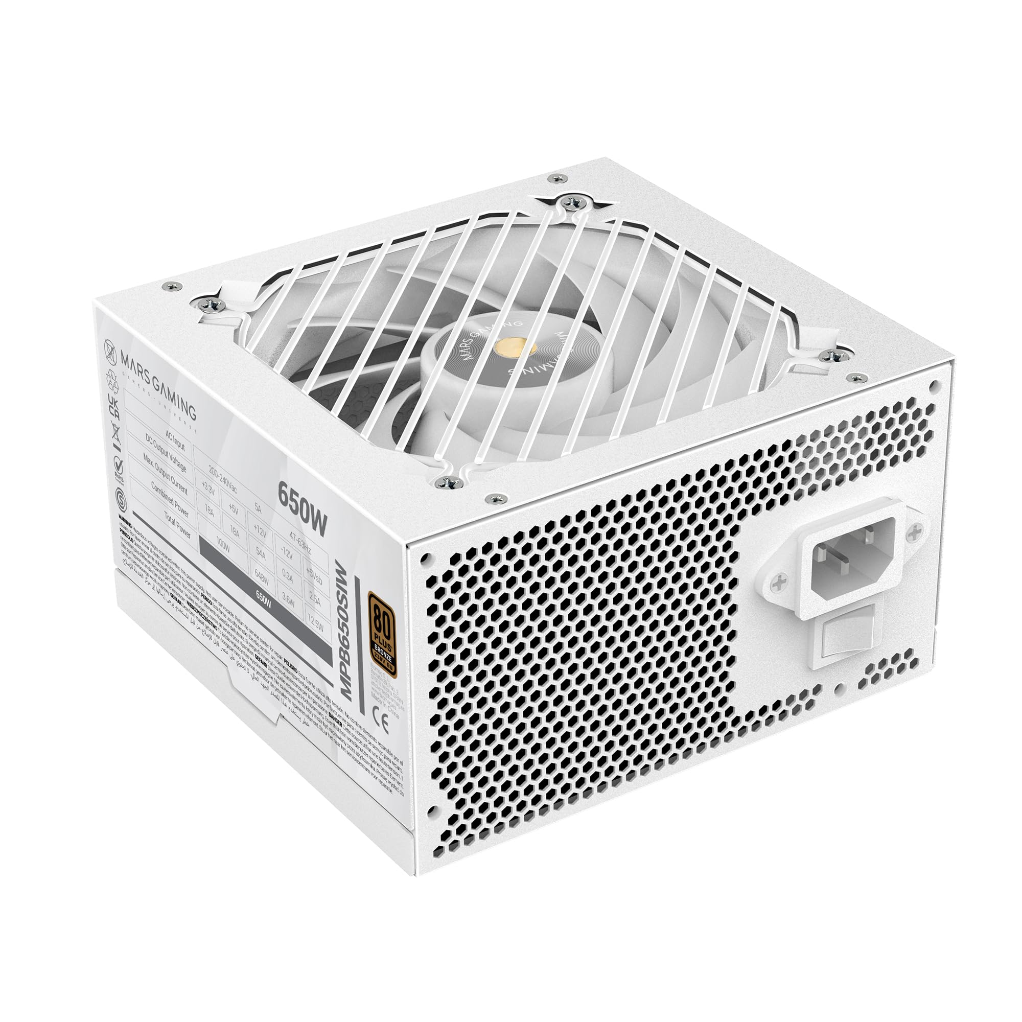 MARSGAMING MPB650SI, PC-ATX-Netzteil 650W, 7 Jahre Garantie, 80Plus Bronze 230V, 90% Effizienz, SI Extreme Silence Lüfter mit Kupferkern, AI2-RPM-, DC-DC- und SMD-Technologien, Weiß MPB650SIW Angebot bei HelloDeals