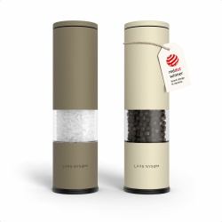 LARS NYSØM Salz und Pfeffermühle Set Manuell mit einstellbarem Keramikmahlwerk I Edelstahl Pfeffermühle und Salzmühle I Design Gewürzmühlen Set (2 Stück) (Brown/Beige) Taupe Brow/Almond Beige Set aus zwei Mühlen Angebot bei HelloDeals