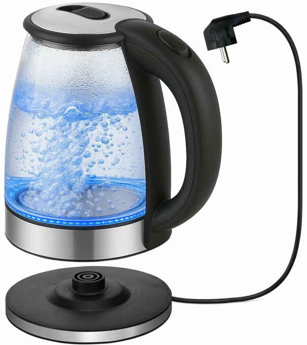 Glas Wasserkocher 1,8L - sehr leise - zertifiziert BPA-frei, 360° drehbare Basis, LED-Beleuchtung, Borosilikatglas, automatische Abschaltung, Überhitzungsschutz, Stilvoll & langlebig Angebot bei HelloDeals