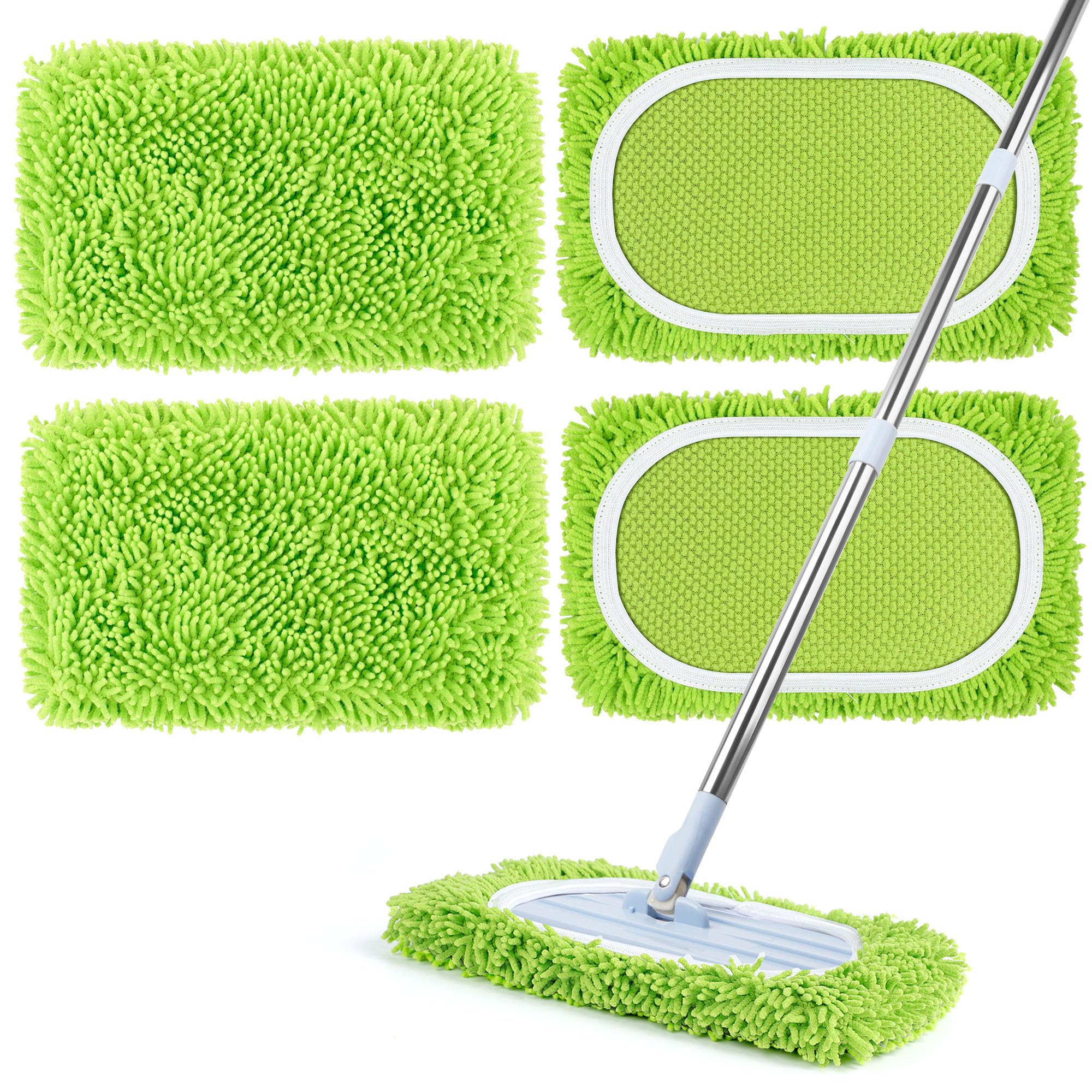 AiQInu 2 Stück Tücher Wiederverwendbare für Swiffer Sweeper Mop, Trockene Bodentücher, Reusable Waschbare Feuchte Bodentücher - Grün Angebot bei HelloDeals