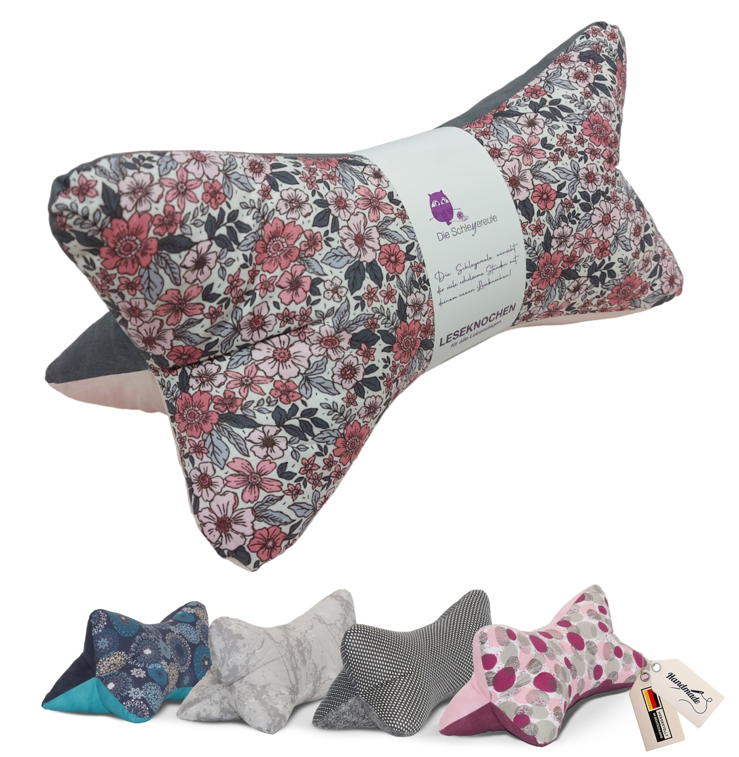 Leseknochen Nackenkissen Blätter bequem und waschbar! Handgestopft und genäht in Deutschland - Nutzbar als Nackenrolle Kissen Nackenrolle (Brita) Angebot bei HelloDeals