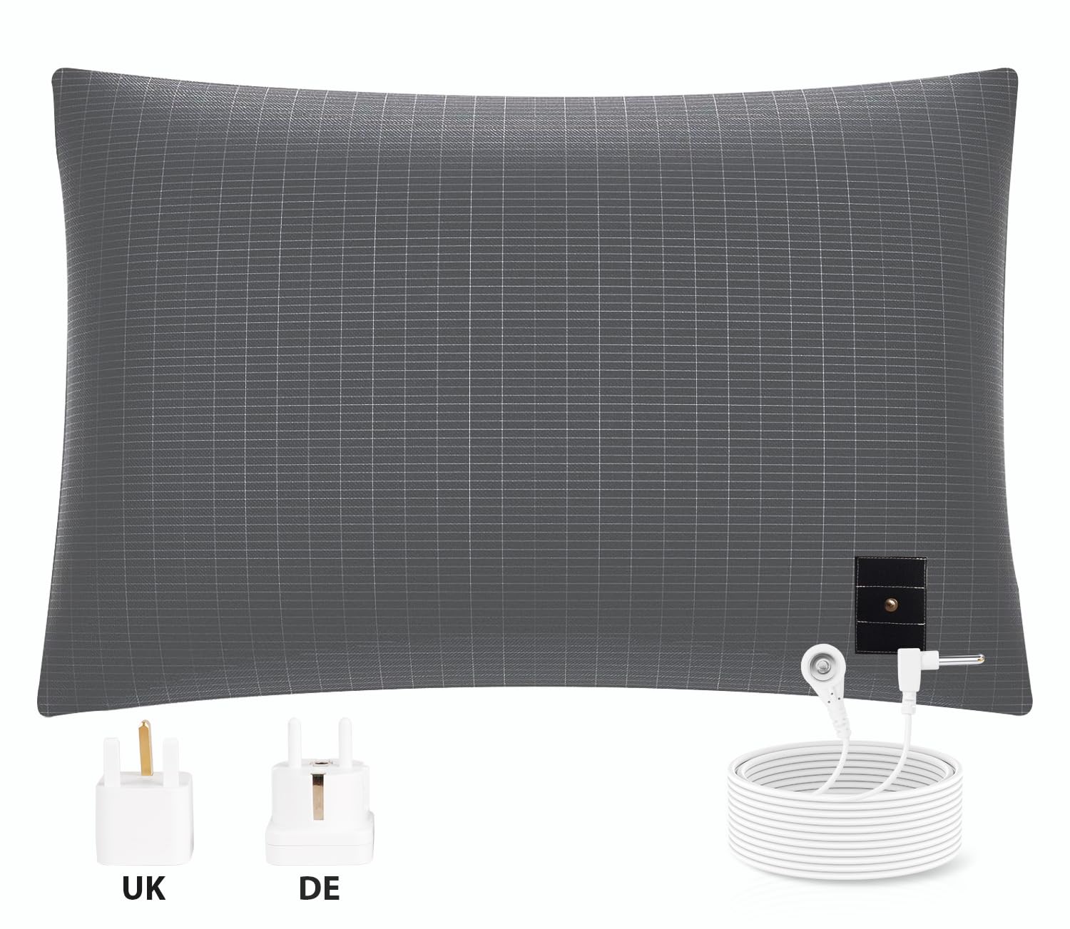 Erdung-Kissenbezug | mit 5m Erdungskabel | 10% Reiner leitfähiger Silberfaser 90% Bio-Baumwolle passend für Standard-EU-Kissen | für besseren Schlaf Erdungstherapie (GP5176G) | 51 x 76cm Angebot bei HelloDeals