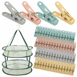 60 Stück Wäscheklammern Bunt mit Wäscheklammern Korb, Robuste Plastikklammern Ohne Abdruck für Wäscheleine, Socken und Handtücher, inklusive Doppelschicht-Trockennetz Angebot bei HelloDeals