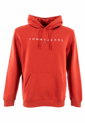 Tommy Jeans Herren Hoodie Linear Logo mit Kapuze XS Red (Terracotta Red) Angebot bei HelloDeals