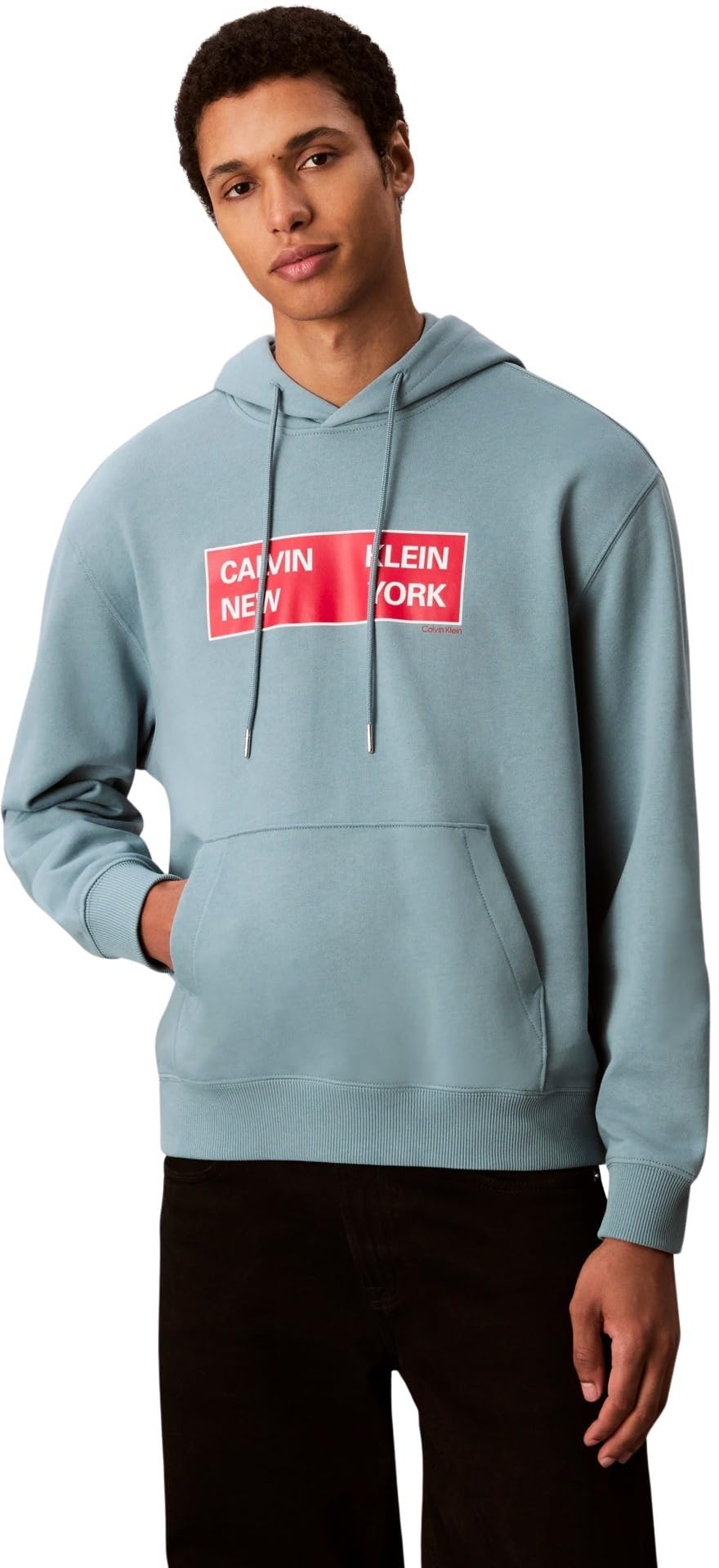 Calvin Klein Herren Hoodie Terry Box Graphic Regular Fit L Grün (Smoke Blue) Angebot bei HelloDeals