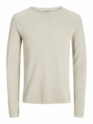 JACK & JONES Herren Strickpullover Rundhals Basic Langarm Sweater Baumwolle Shirt JJEHILL XXL Oatmeal Angebot bei HelloDeals