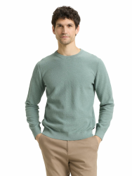 Tom Tailor Herren Strickpullover aus Bio-Baumwolle XS 39836 - Gleam Jade Green Melange Angebot bei HelloDeals