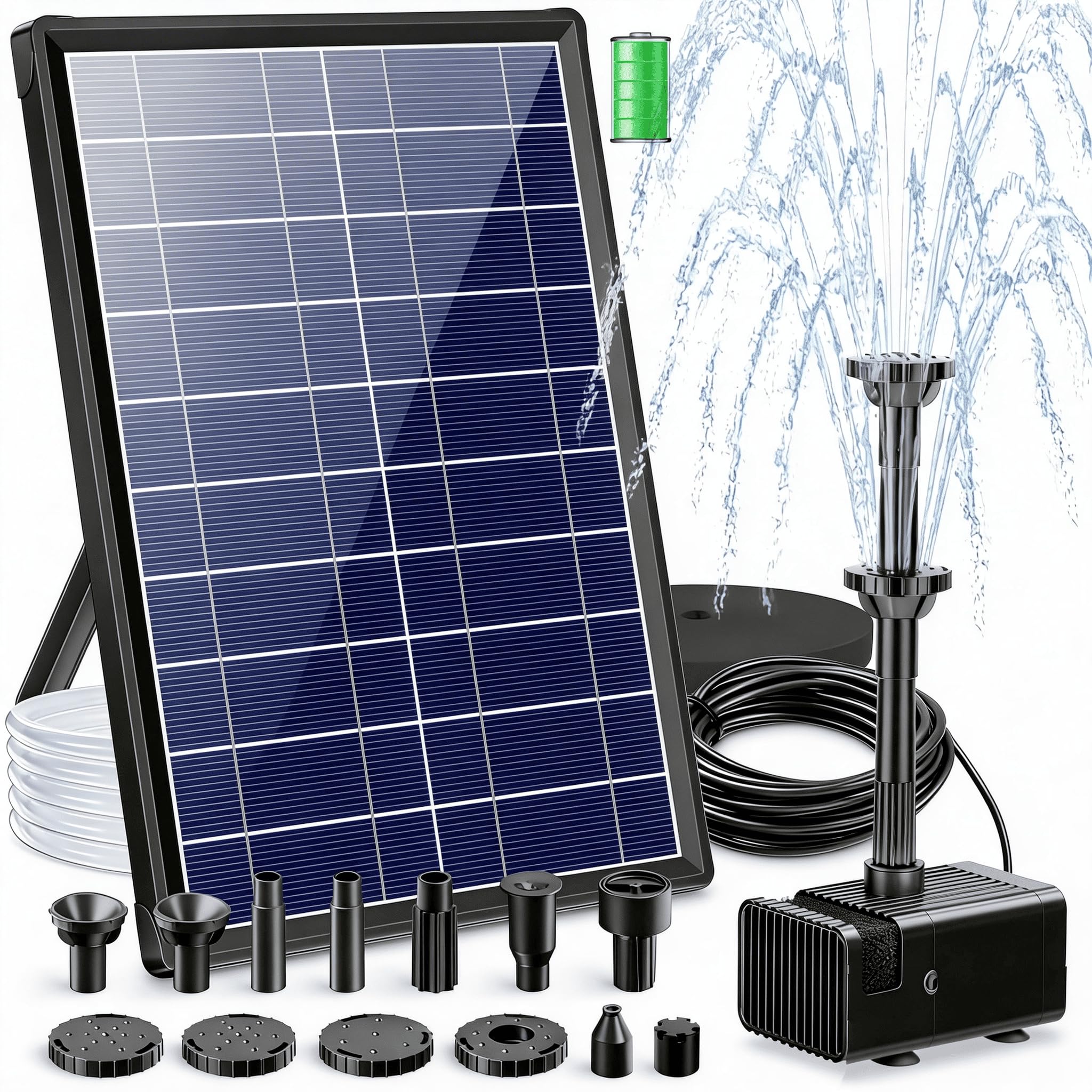 Billing Solar Springbrunnen für außen mit 3600mAh Akku, 7,5 W Solarbrunnen für Draussen, 10 Düse Schwimmende Teichpumpe Solar mit Filter für Gartenteich Wasserspiel Vogelbad Koiteich Biotopteich 7.5W Angebot bei HelloDeals