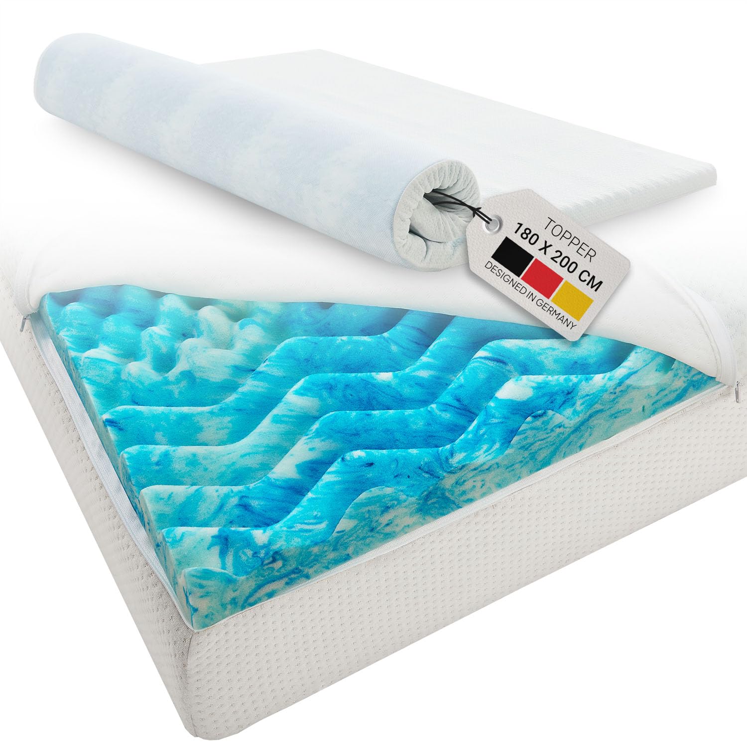 Juskys Topper 180x200 cm aus Memoryschaum, 7-Zonen orthopädisch & atmungsaktiv, 7cm Höhe, H2 - H3, Bezug waschbar Matratzentopper Matratzenauflage 180 x 200 cm Angebot bei HelloDeals