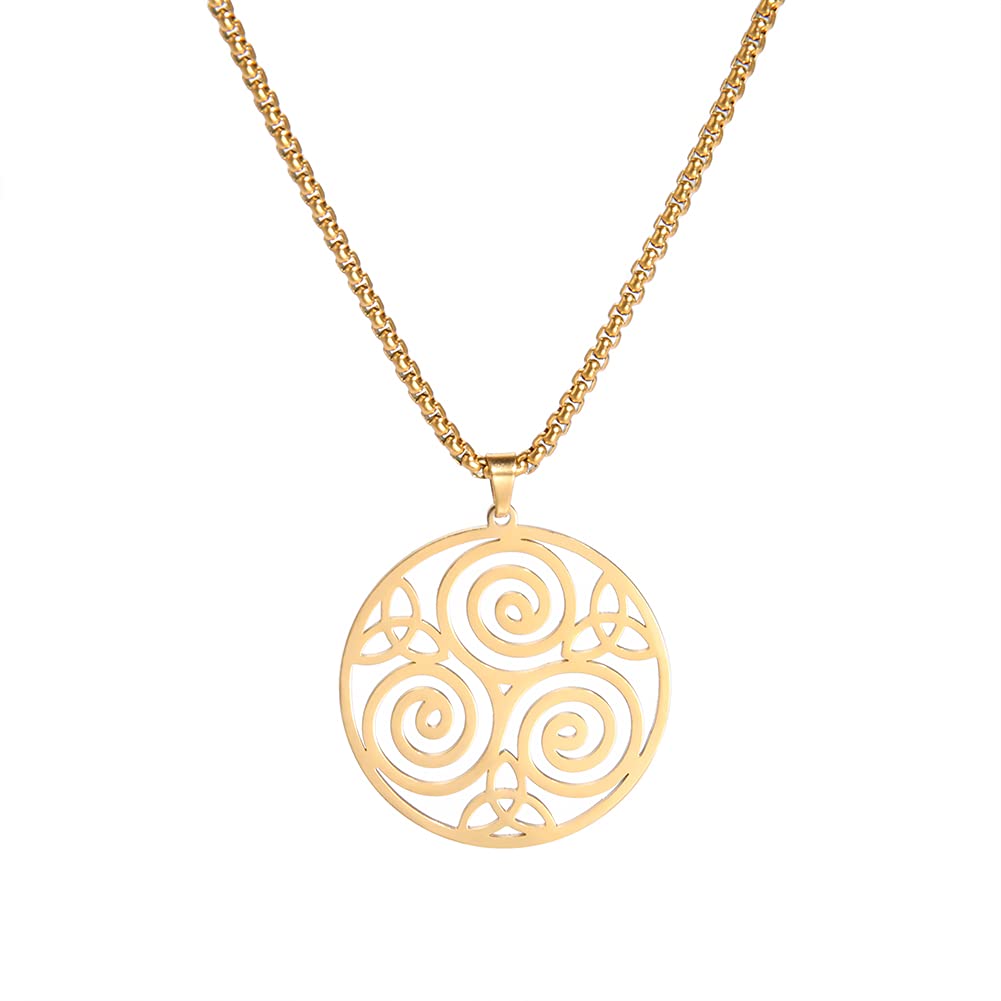 VASSAGO Keltische Spiralknoten-Halskette, Triskele, keltischer Anhänger, viel Glück, irischer Knoten, Amulett, Schmuck Angebot bei HelloDeals