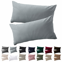 Kissenbezug 40 x 80 2er Set - Kopfkissenbezug 40x80 Grau 100% Mikrofaser bügelfrei & knitterfrei mit Reißverschluss 40 x 80 cm, 2 Stück Grau Angebot bei HelloDeals
