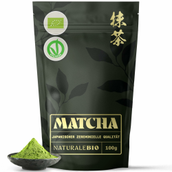 NaturaleBio Matcha Ceremonial Grade 100g. Original Matcha Pulver Bio aus Japan. Grüner Tee, Zeremonie-Qualität. Ideal zum Trinken, Kochen und als Kaffee Latte Zugabe Ceremonial Grade 100 g Angebot bei HelloDeals