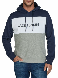 JACK & JONES Hoodie Herren mit Druck JWHLOGO Blocking Regular Fit Plus Size Kapuzenpullover Pullover Grün Blau Beige Navy S M L XL XXL 3XL 4XL 5XL 6XL 7XL 8XL XL Navy Blazer Angebot bei HelloDeals