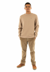 Tommy Jeans Herren Sweatshirt Regular Fit Flag Fleece Rundhalsausschnitt XS Beige (Coastal Taupe) Angebot bei HelloDeals