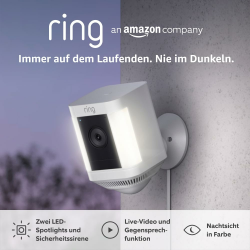 Ring Spotlight Kamera Plus Netzstecker (Spotlight Cam Plus) | Überwachungskamera aussen mit WLAN, HD-Video, LED-Strahler, Nachtsicht, Bewegungserfassung & Sirene | Alexa-kompatibel 1 Kamera Weiß Plus Netzstecker Angebot bei HelloDeals