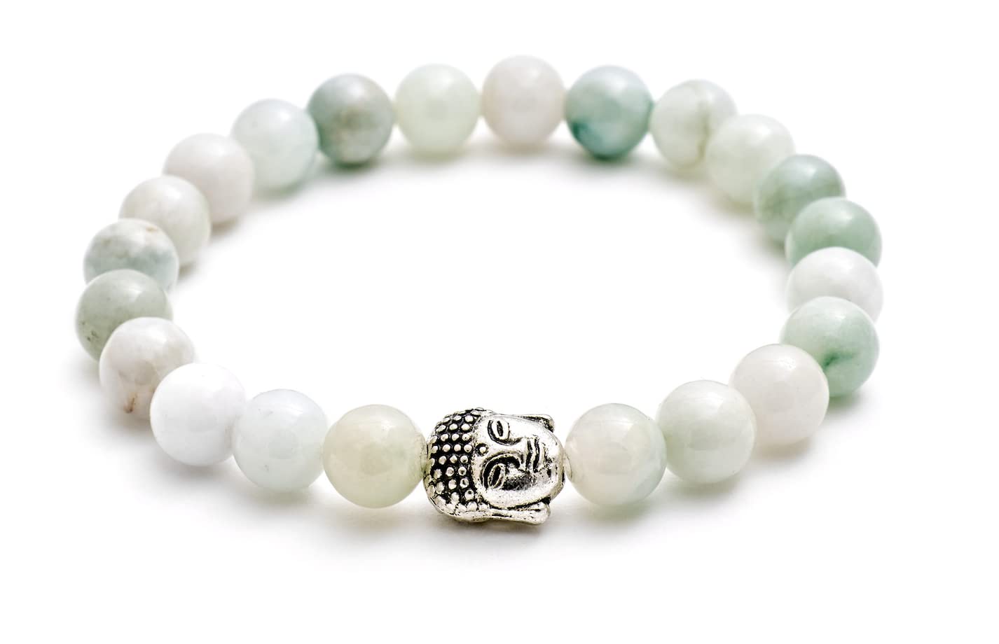 BERGERLIN Buddha Armband - Naturstein geprüft in Deutschland, mit echten Naturstein oder Lavastein Perlen - Naturstein Armband mit Echtheitszertifikat für Damen und Herren M-L Echte Jade Angebot bei HelloDeals