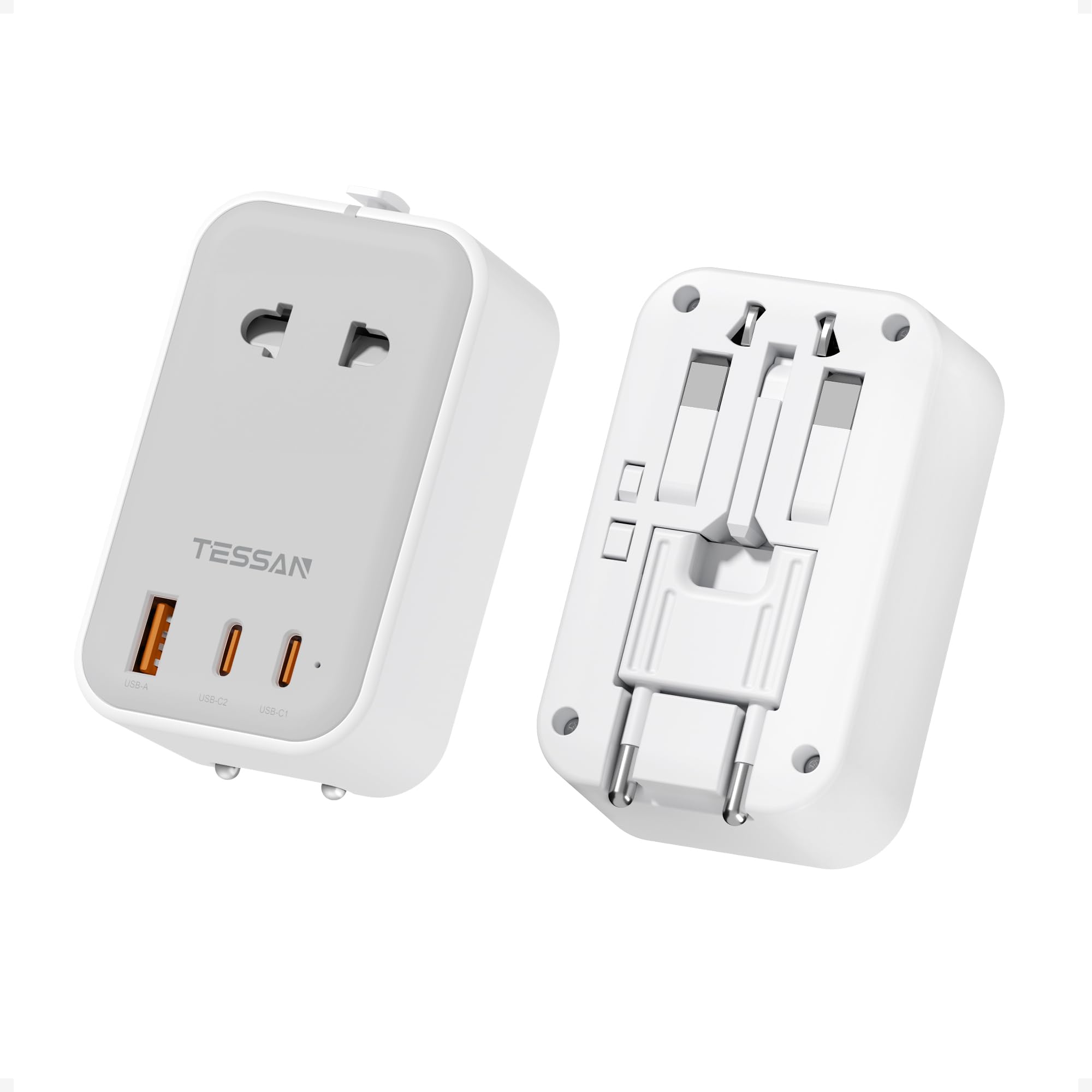 TESSAN Reiseadapter Weltweit PD 20W, Universal Travel Adapter mit 2 USB C und 1 USB A, Internationaler Steckdosenadapter, Reisestecker Adapter Weltweit für Deutschland USA England, Grau 3 USB(2 USB C)-20W Grau Angebot bei HelloDeals