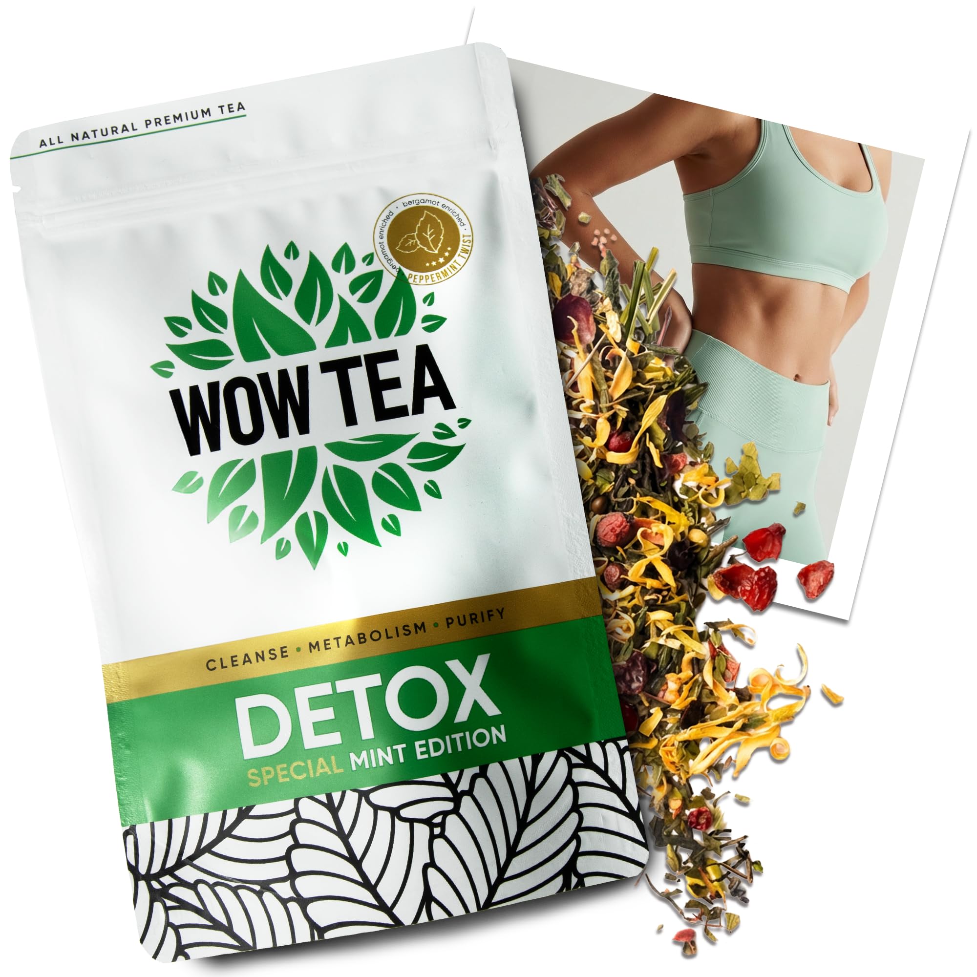 WOW TEA Mint Detox Tee zum Abnehmen–21-Tage Entgiftungstee & Entschlackungstee mit Grüner Minze–Kräutertee zur Unterstützung von Stoffwechsel, Verdauung & leichtem Bauchgefühl–150 g lose, Made in EU Grüne Minze 150 g (1er Pack) Angebot bei HelloDeals