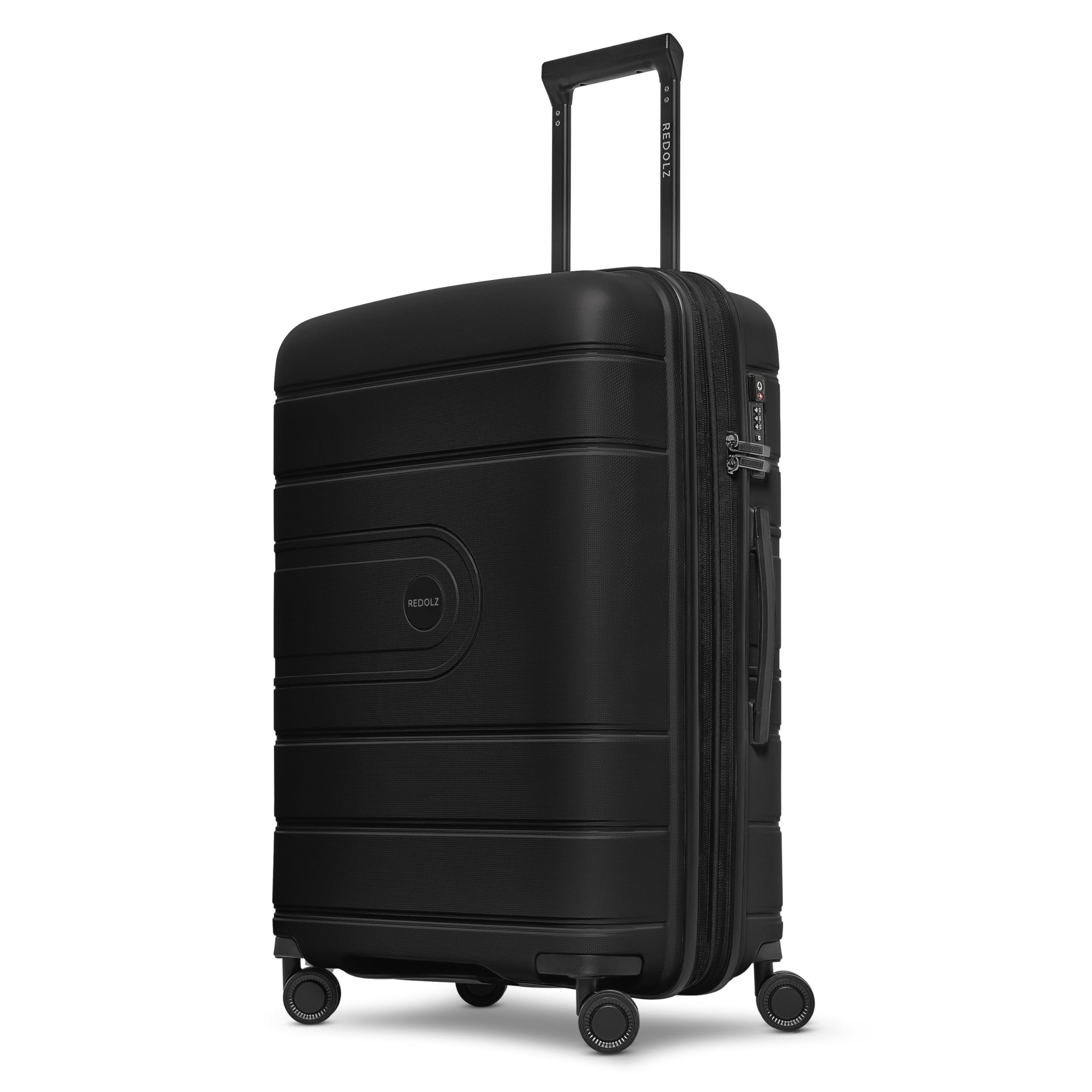 REDOLZ Hartschalen Check-in Koffer | Mittelgroßer M Trolley 46 x 28 x 66 cm mit Dehnfalte aus hochwertigem, leichtem Polypropylen | 4-Rollen & TSA (Essentials 11) Schwarz M+ Angebot bei HelloDeals