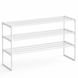 SONGMICS Schuhregal 3 Ebenen, Schuhständer Metall, Schuhaufbewahrung, Schuh-Organizer, aufrecht oder umgedreht, für 16-20 Paar Schuhe, stapelbar, Flur, 30 x 92 x 55 cm, perlweiß LSA303W03 Perlweiß 3 Ebenen (92 cm) Angebot bei HelloDeals