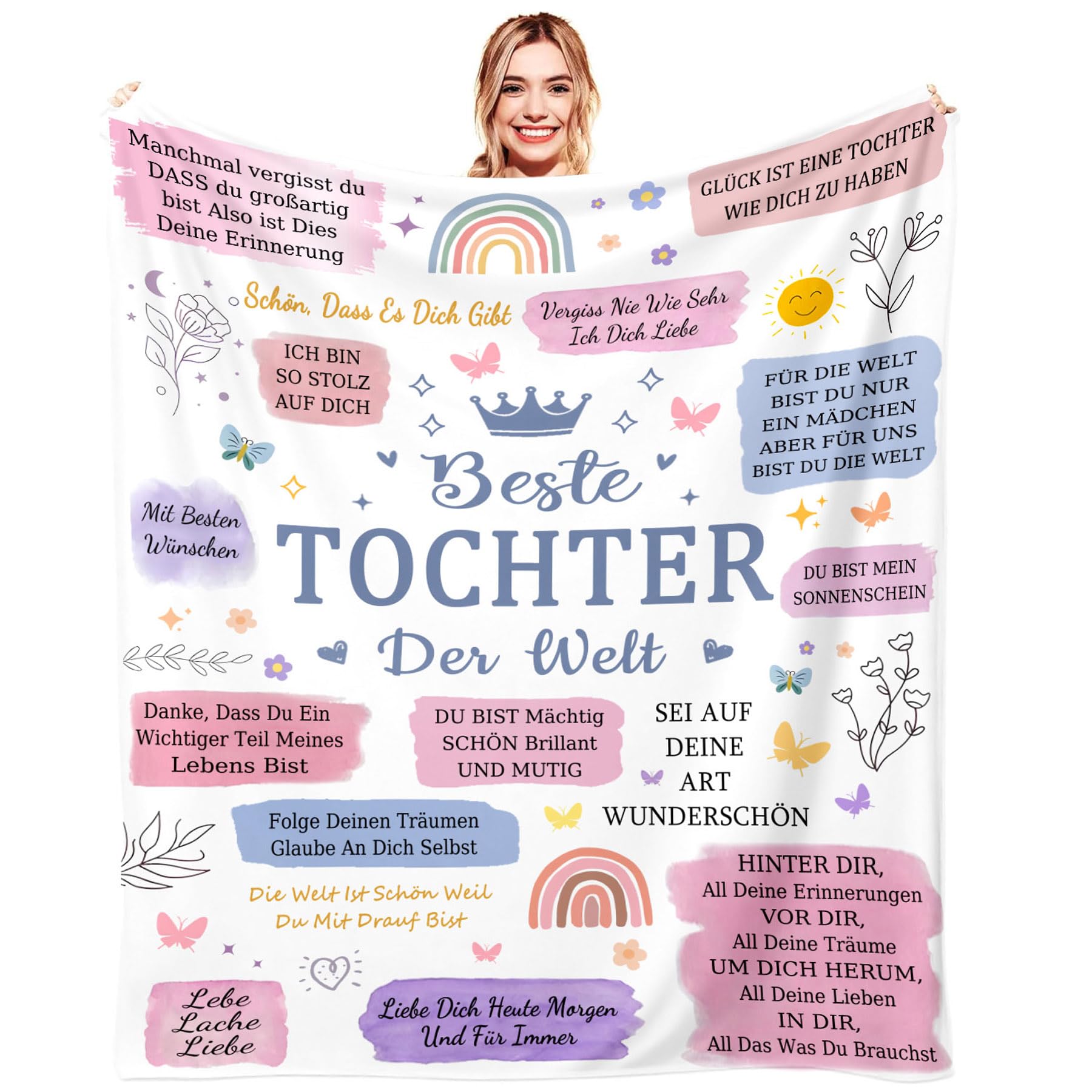 Kuscheldecke Geschenke für Meine Tochter von Eltern 150X200cm, Extra Weich und Warm Flanell Briefdecke Geschenk für Tochter von Mama und Papa als Geburtstags Weihnachtengeschenk Tochter 1 150x200cm Angebot bei HelloDeals