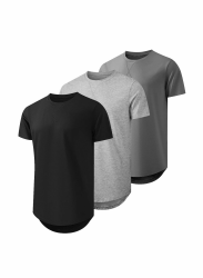 JMIERR 3 Pack T Shirt Herren Sommer Basic Einfarbig T-Shirt Baumwolle Slim Fit Hemd Kurzarm Sportwear XXL Schwarz/Grau/Dunkelgrau Angebot bei HelloDeals