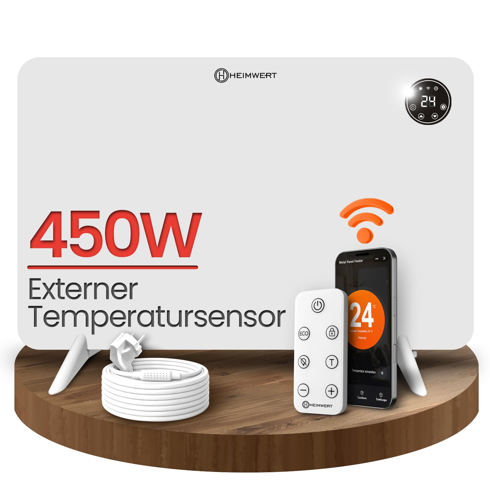 Infrarot Wandheizung 450W - Sofort Wohlfühlwärme - Senkt Heizkosten enorm - Luxusausstattung mit Thermostat + App - Langlebig, Geräuschlos - 2in1 Wandmontage und Standgerät (Watt 450) Angebot bei HelloDeals