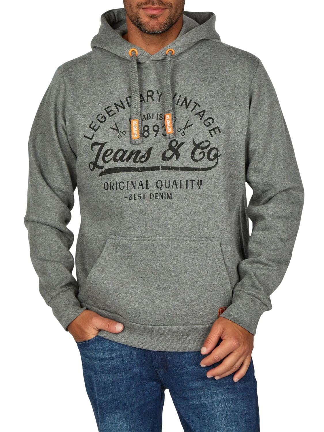 riverso Hoodie Herren Regular Fit RIVArmin Kapuzenpullover Pullover Print Beige Grün Grau Blau Navy Schwarz S M L XL XXL 3XL 4XL 5XL XL Grey Melange Standard 2 Angebot bei HelloDeals