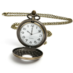 Vicloon Vintage Taschenuhr - Retro Quarz Mit Kette für Herren, Männer, Frauen, Vater, Opa - Geburtstag Und Jahrestag Geschenk Bronze Angebot bei HelloDeals