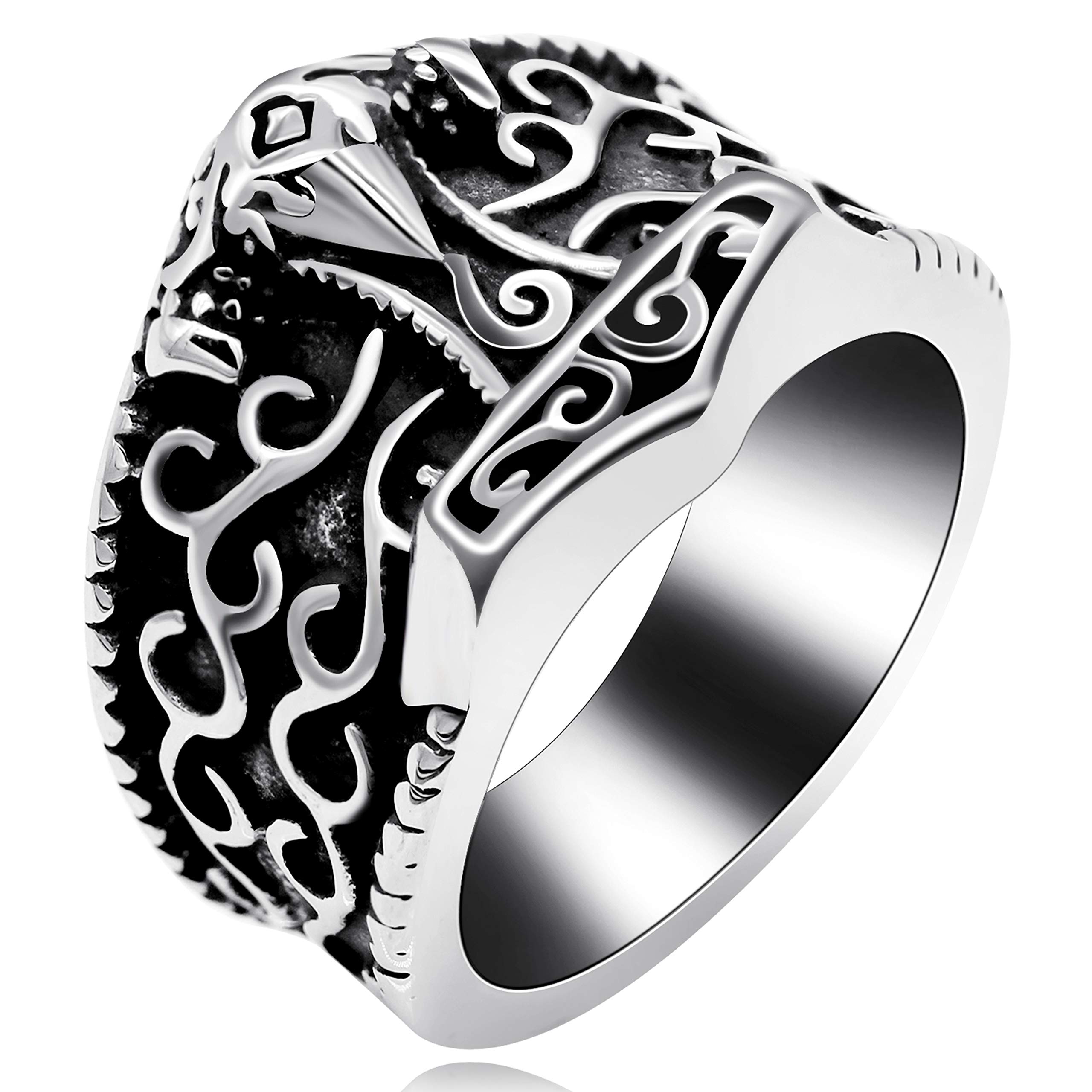 Uloveido Herren Edelstahl Schwarz Gothic Ancient Cloud Hammer Ring, Coole Vintage Bike Ringe für Boy Y517 65 (20.7) Angebot bei HelloDeals