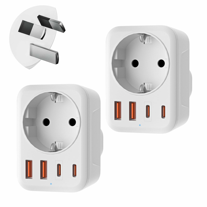 Adapter Australien 2 Pack, 5 in 1 Reiseadapter Australien mit 1 AC & 2 USB-C & 2 USB-A(3.4A), Adapter China Neuseeland Deutschland Stecker, Adapter Argentinien Fidschi, Reisestecker Typ I Typ I - 2 Pack Angebot bei HelloDeals