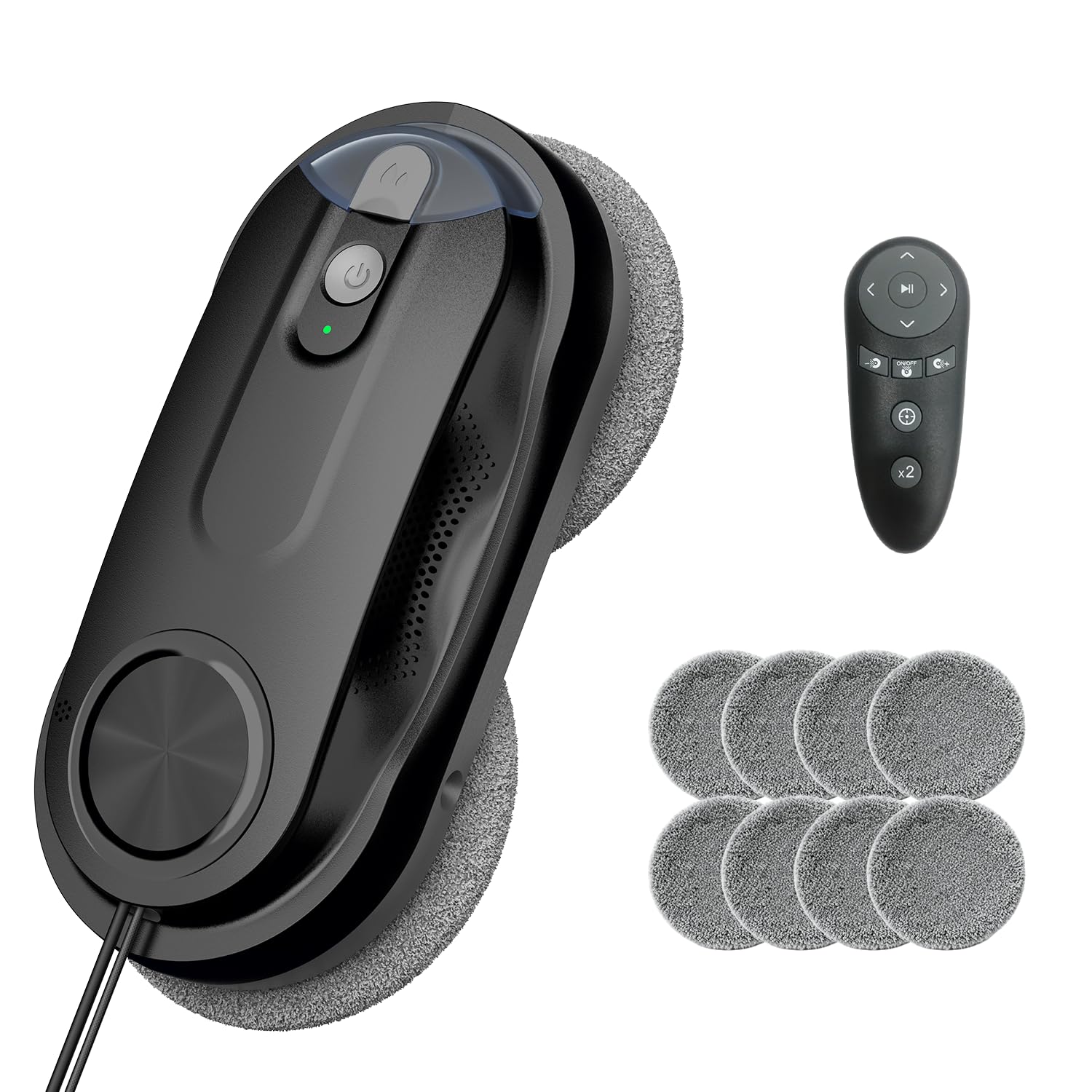 KKI Fensterputzroboter, Automatischer Fensterreiniger,Doppel-Spray,Max 3200Pa,KI-Pfadplanung & Randerkennung, Fernbedienung für Hochgeschoss Fenster, Glas, Tür,10xTücher Schwarz X3 Angebot bei HelloDeals