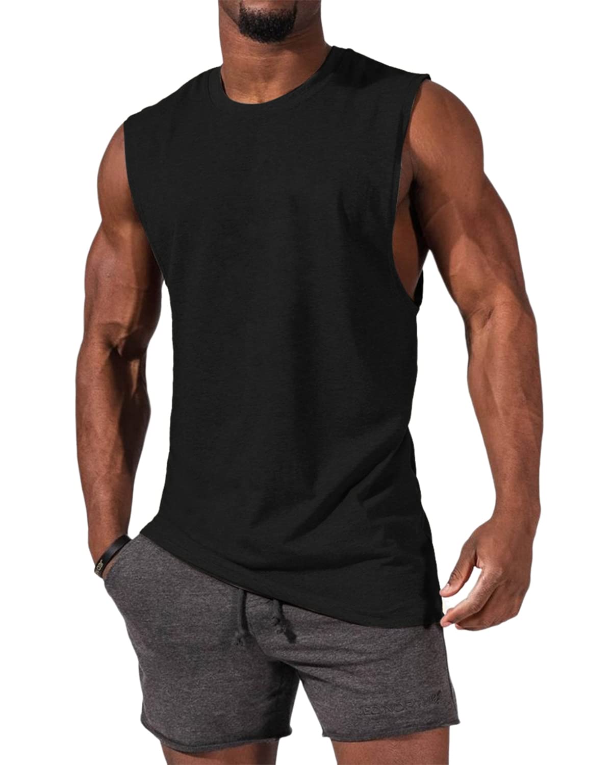 Tank Top Herren Ärmelloses Muskelshirts Gym Sport Unterhemd Männer Rundhals T Shirt Fitness Trägershirts Tee Top für Men M Schwarz Angebot bei HelloDeals