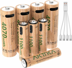 Wiederaufladbare Lithium-Batterien AA AAA 1,5 V, 4× AA 4070 mWh + 4× AAA 1100 mWh, USB-C Direktladung mit 1-zu-4 Ladekabel, für Fernbedienung, Waage, Thermometer, Gamecontroller AA & AAA Angebot bei HelloDeals