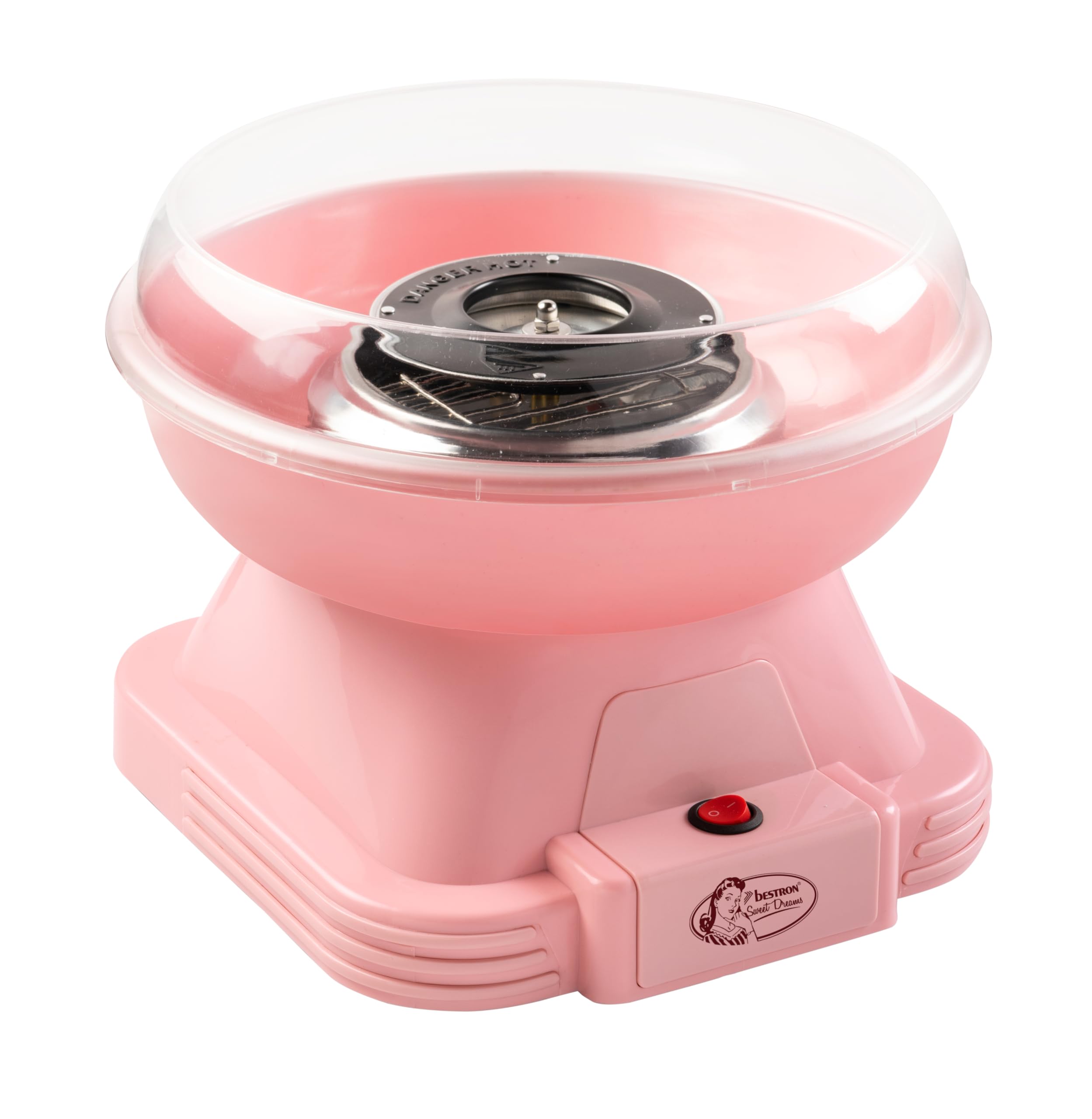 Bestron Zuckerwattenmaschine, Retro Cotton Candy Maker für Zuhause, Zuckerwattegerät mit 10 Stäbchen & Messlöffel, ideal für Kindergeburtstage & Spass für Zuhause, Sweet Dreams Collection, Farbe: Rosa Angebot bei HelloDeals