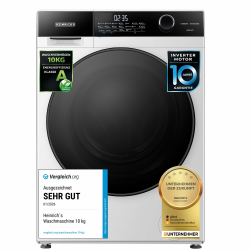 Heinrich´s Waschmaschine, Steam-Funktion, 10kg Mega Kapazität, 15 Programme, 1400 U/min., Aqua-Stop, LED-Display, Endzeitvorwahl, mit Kindersicherung, langlebiger und leiser Inverter Motor,Weiß 10 KG Anthrazit Glas Angebot bei HelloDeals