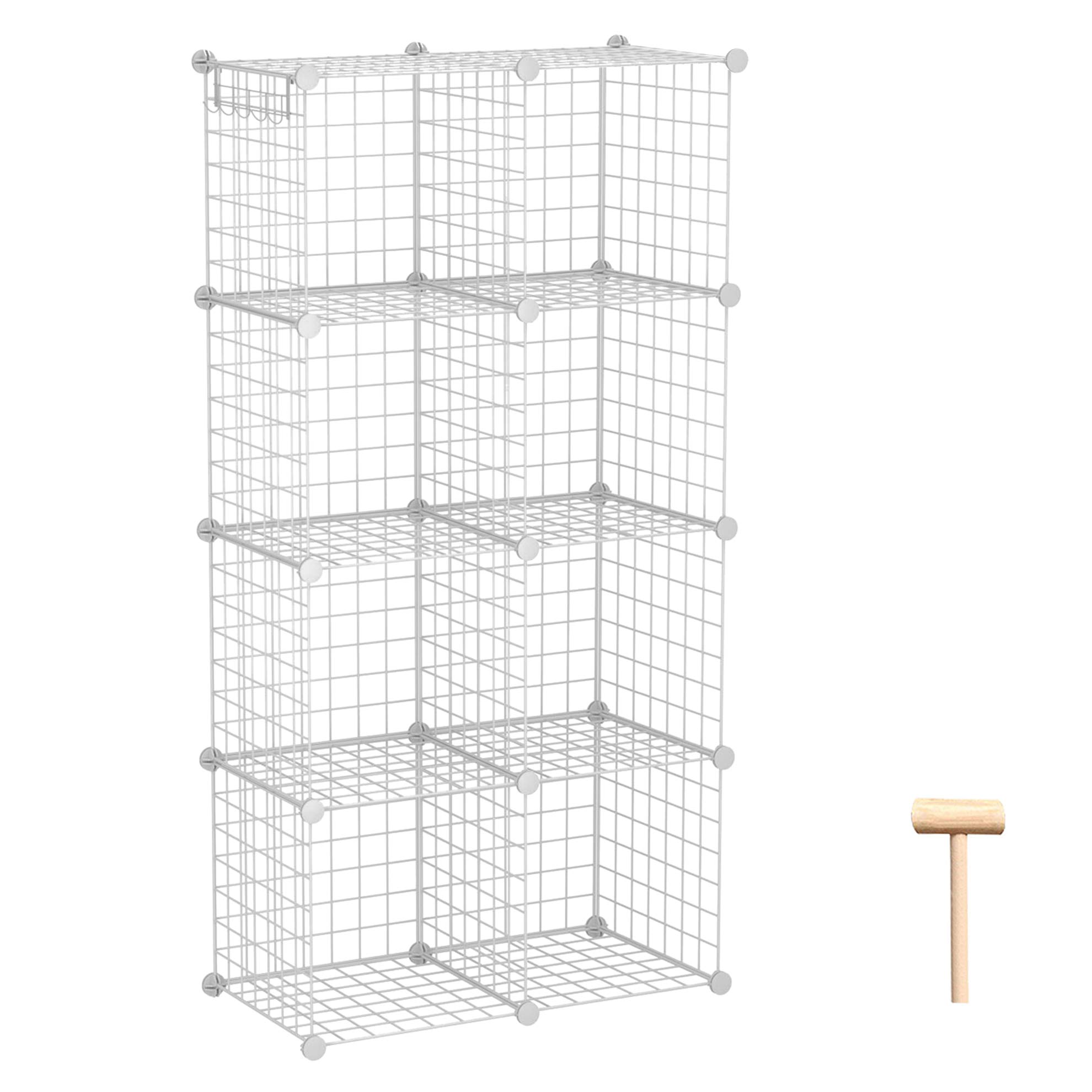 C&AHOME Drahtwürfel-Aufbewahrung, 8-Würfel-Organizer, C-Gitter-Aufbewahrung aus Metall, Lagerbehälter-Regalsysteme, modulare Regale, DIY-Schrank, ideal für Wohnzimmer,24,8" L x 12,4" B x 48,4" H, weiß 8 Würfel Weiß Angebot bei HelloDeals