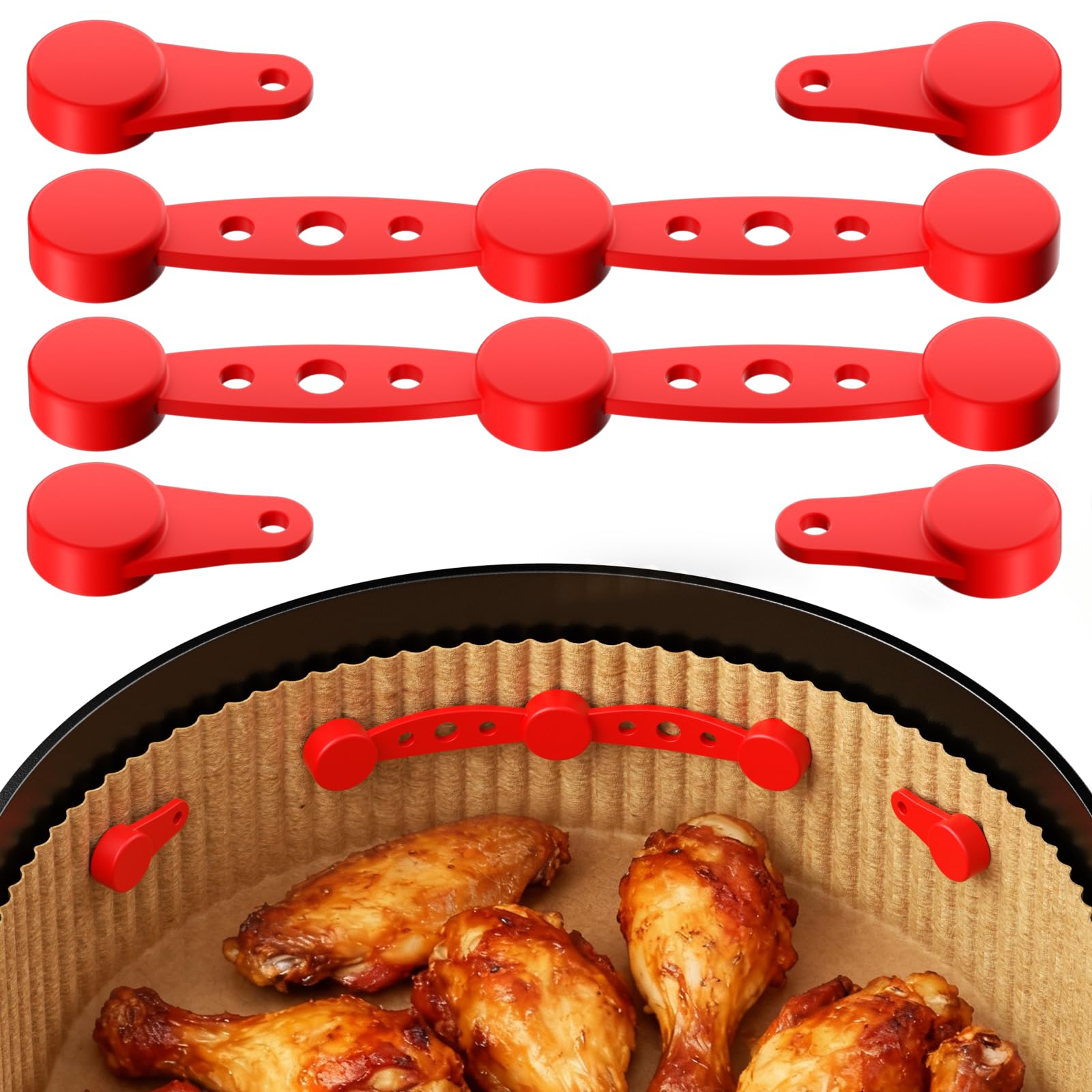 6PCS Magnete für Heißluftfritteuse Hochwertige Magnet-Silikonclips Hitzebeständig Airfryer Magnete Heißluftfritteuse Zubehör Magnet Silicone Buckle für Alle Heißluftfritteusen(Rot) Angebot bei HelloDeals