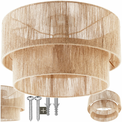 tectake® Lampe, Deckenlampe, Deckenleuchte aus Jute Geflecht, Hängelampe, Boho Ambientebeleuchtung für Schlafzimmer, als Deckenlampe Wohnzimmer oder Ceiling Light über Esstisch Ø 45 x 27,5 cm Angebot bei HelloDeals