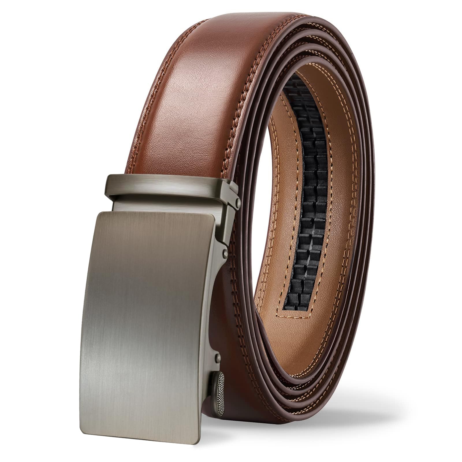 TANGCHAO Gürtel Herren,Ledergürtel Ratsche Automatikschließe für Herren Business Anzug Jeans, 35mm Gürtel,Größe Einstellbar Braun 26 Länge 115cm (28"-37"taille verstellbar) Angebot bei HelloDeals