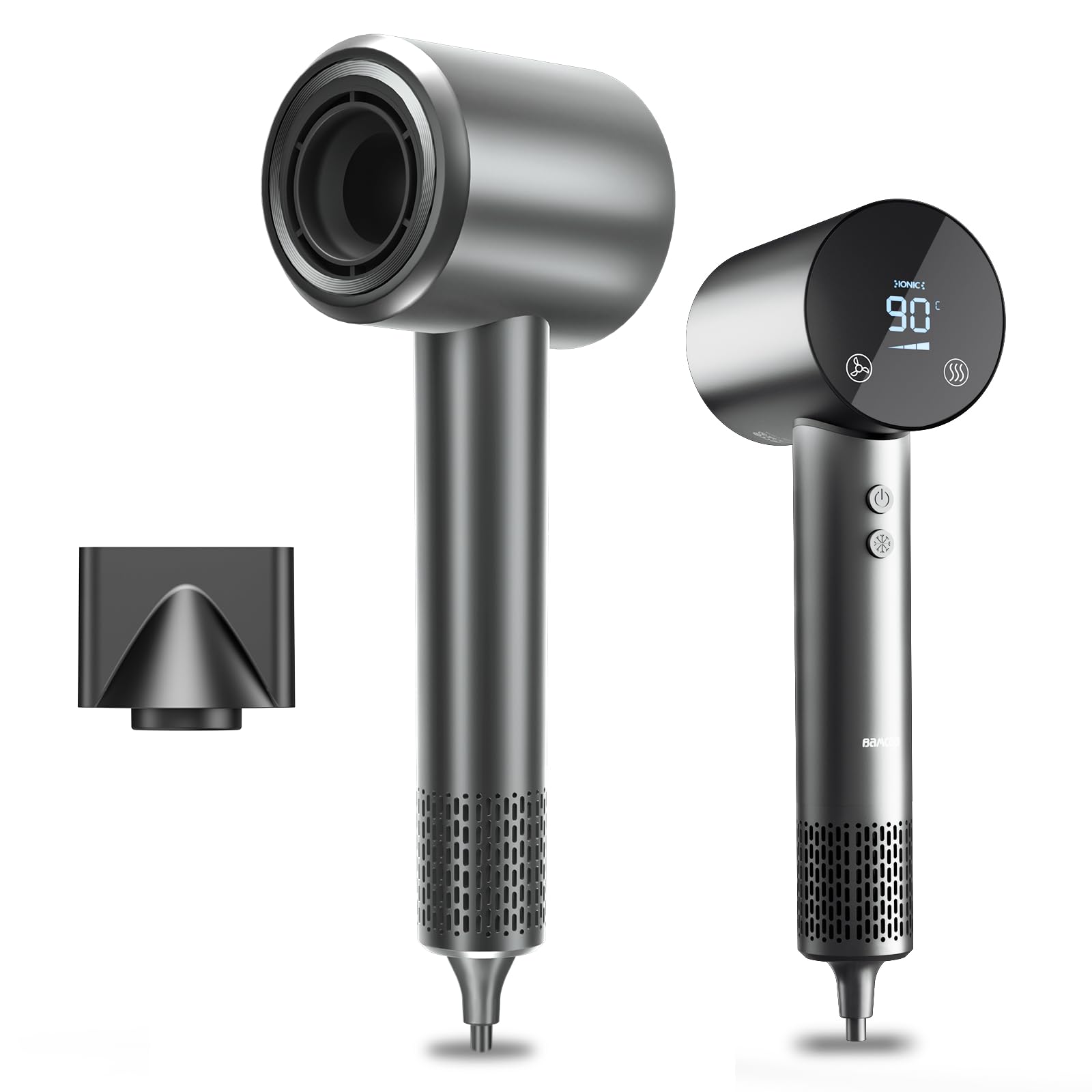 Föhn Fön Haartrockner Ionen Föhn Hair Dryer 1500W HD Display Temperatur Touchscreen ionen haartrockner 4 Temperaturstufen & 3 Geschwindigkeitsstufen (Grey) Angebot bei HelloDeals