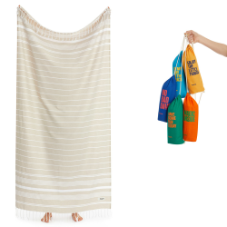 Luum® Strandtuch groß 95x200 Hamamtuch Saunahandtuch Badetuch Handtuch Yogatuch Duschtuch Strandhandtuch Saunatuch Reisehandtuch Turkish Towels, Damen Herren, 100% Baumwolle, Beige Single [95x200] 07 - Beige Angebot bei HelloDeals