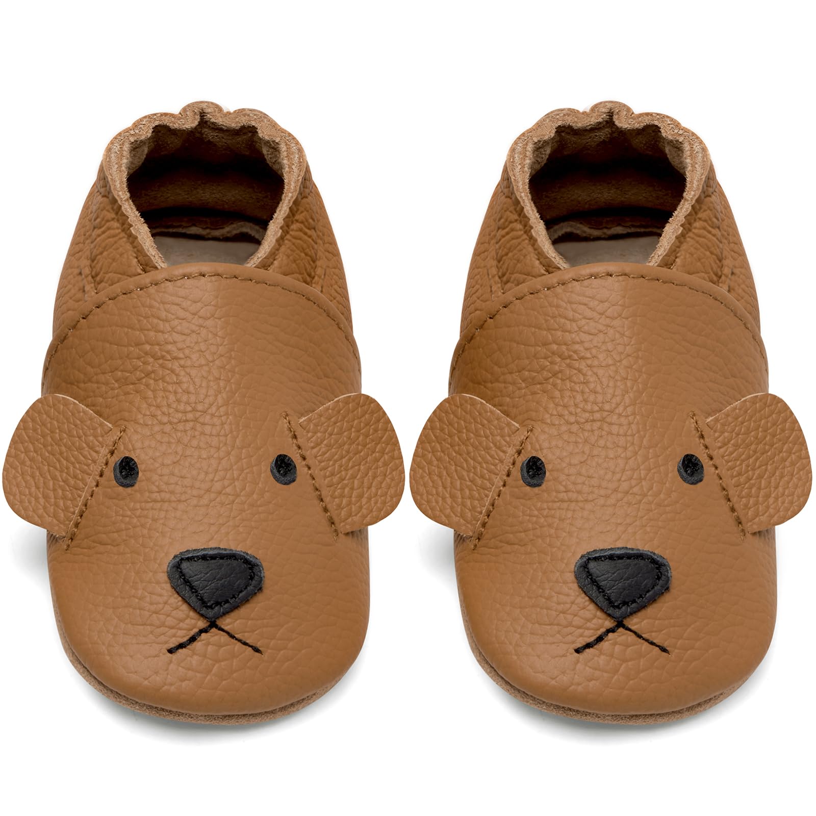 IceUnicorn Krabbelschuhe Baby Lauflernschuhe Jungen Mädchen Weicher Leder Babyhausschuhe Kleinkind Rutschfeste Lederschuhe Baby 0-6 Monate Kurkuma Bär Angebot bei HelloDeals