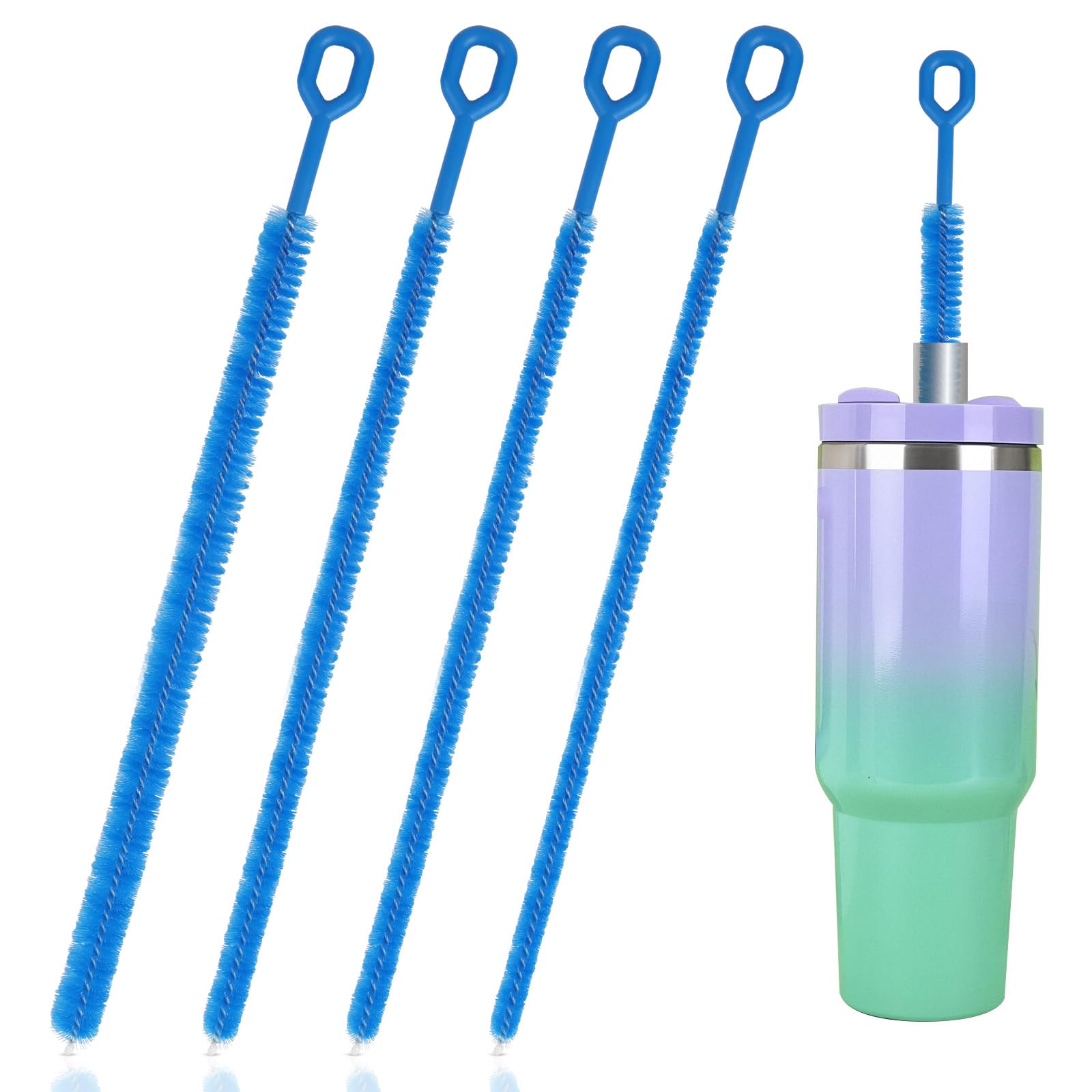 4 Stück Strohhalm Reinigungsbürste, wiederverwendbare Strohhalm Bürste, Flexible Strohhalmbürste mit Stahlkern, Geeignet für verschiedene Größen von strohhalmen und Trinkbechern (Blau) Angebot bei HelloDeals